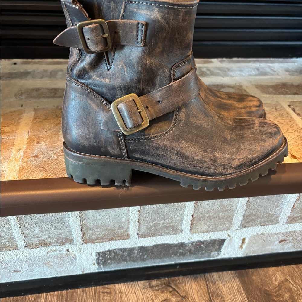Freebird Brown Ankle Boots with Buckle Detail
